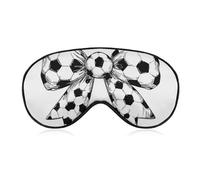 Sleep Eye Mask Black and White Soccer Balls Bow Sleep Mask for Women Men Adjustable Strap Blindfold Eye Cover for Travel Yoga Nap Shift Work