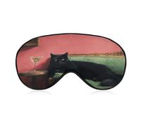 Sleep Eye Mask Black Cat Lounging on Teal Green Couch Sleep Mask for Women Men Adjustable Strap Blindfold Eye Cover for Travel Yoga Nap Shift Work