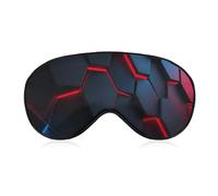 Sleep Eye Mask Black Geometric Shapes with Neon Red Blue Sleep Mask for Women Men Adjustable Strap Blindfold Eye Cover for Travel Yoga Nap Shift Work