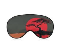 Sleep Eye Mask Black Silhouette Old Tree with A Red Moon Sleep Mask for Women Men Adjustable Strap Blindfold Eye Cover for Travel Yoga Nap Shift Work