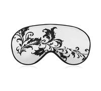 Sleep Eye Mask Black White Ornament Leaves Silhouette Sleep Mask for Women Men Adjustable Strap Blindfold Eye Cover for Travel Yoga Nap Shift Work