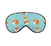 Sleep Eye Mask Blackout Eye Mask Compatible with Cute Fox Pattern Sleep Mask with Adjustable Strap, Soft and Comfortable Night Blindfold for Women Men Eye Sleeping, Shift Work