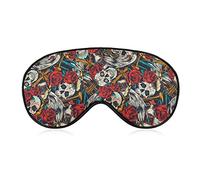 Sleep Eye Mask Blackout Eye Mask Compatible with Vintage Day of Dead Sugar Skulls Rose Flowers Cactus Sleep Mask with Adjustable Strap, Night Blindfold for Women Men Eye Sleeping, Shift Work