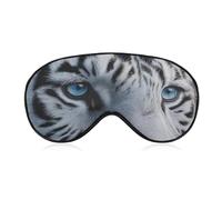 Sleep Eye Mask Blue Eyes White Tiger Face Sleep Mask for Women Men Adjustable Strap Blindfold Eye Cover for Travel Yoga Nap Shift Work
