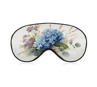 Sleep Eye Mask Blue Hydrangea and Wildflowers Bouquet Sleep Mask for Women Men Adjustable Strap Blindfold Eye Cover for Travel Yoga Nap Shift Work