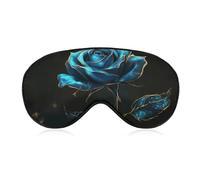 Sleep Eye Mask Blue Rose Metallic Sleep Mask for Women Men Adjustable Strap Blindfold Eye Cover for Travel Yoga Nap Shift Work
