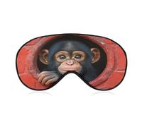 Sleep Eye Mask Chimpanzee Looking Through A Circular Hole Sleep Mask for Women Men Adjustable Strap Blindfold Eye Cover for Travel Yoga Nap Shift Work