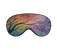 Sleep Eye Mask Colorful Tree with Leaves Blowing Sleep Mask for Women Men Adjustable Strap Blindfold Eye Cover for Travel Yoga Nap Shift Work