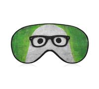 Sleep Eye Mask Comic Ghost with Glasses on Green Sleep Mask for Women Men Adjustable Strap Blindfold Eye Cover for Travel Yoga Nap Shift Work