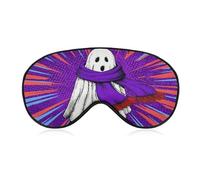 Sleep Eye Mask Comic Ghost with Purple Scarf Retro Sleep Mask for Women Men Adjustable Strap Blindfold Eye Cover for Travel Yoga Nap Shift Work