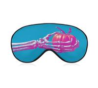 Sleep Eye Mask Comic Skeleton Hand Holding Pumpkin Retro Sleep Mask for Women Men Adjustable Strap Blindfold Eye Cover for Travel Yoga Nap Shift Work