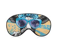 Sleep Eye Mask Cow Wearing Big Blue Polka Dot Bow Sunglasses Sleep Mask for Women Men Adjustable Strap Blindfold Eye Cover for Travel Yoga Nap Shift Work