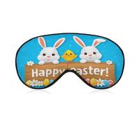 Sleep Eye Mask Cute Easter Bunnies Holding Wooden Signs Sleep Mask for Women Men Adjustable Strap Blindfold Eye Cover for Travel Yoga Nap Shift Work