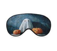 Sleep Eye Mask Cute Ghost Carved Pumpkins Halloween Spooky Sleep Mask for Women Men Adjustable Strap Blindfold Eye Cover for Travel Yoga Nap Shift Work
