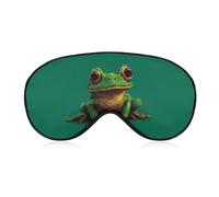 Sleep Eye Mask Cute Smiling Green Frog on Green Sleep Mask for Women Men Adjustable Strap Blindfold Eye Cover for Travel Yoga Nap Shift Work