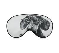 Sleep Eye Mask Dachshund Dog Wearing Glasses Sleep Mask for Women Men Adjustable Strap Blindfold Eye Cover for Travel Yoga Nap Shift Work