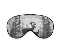 Sleep Eye Mask Deer and Pines in The Woods Sleep Mask for Women Men Adjustable Strap Blindfold Eye Cover for Travel Yoga Nap Shift Work