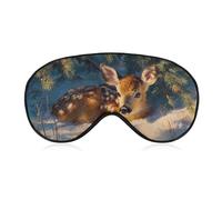 Sleep Eye Mask Deer Under Evergreen Tree in The Snow Sleep Mask for Women Men Adjustable Strap Blindfold Eye Cover for Travel Yoga Nap Shift Work