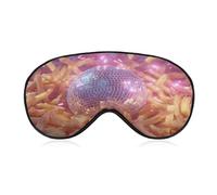 Sleep Eye Mask Disco Ball Above French Fries Sleep Mask for Women Men Adjustable Strap Blindfold Eye Cover for Travel Yoga Nap Shift Work