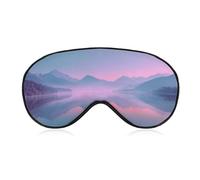 Sleep Eye Mask Dreamy Winter Landscape Reflecting Pastel Mountains Sleep Mask for Women Men Adjustable Strap Blindfold Eye Cover for Travel Yoga Nap Shift Work