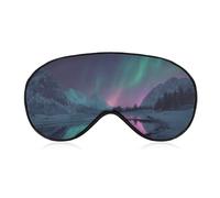 Sleep Eye Mask Dreamy Winter Valley Landscape Glowing Green Violet Sleep Mask for Women Men Adjustable Strap Blindfold Eye Cover for Travel Yoga Nap Shift Work