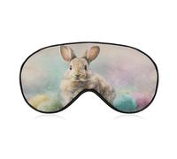 Sleep Eye Mask Easter Bunny Sitting on The Grass Sleep Mask for Women Men Adjustable Strap Blindfold Eye Cover for Travel Yoga Nap Shift Work