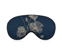 Sleep Eye Mask Elegant Floral in Gold on Navy Blue Sleep Mask for Women Men Adjustable Strap Blindfold Eye Cover for Travel Yoga Nap Shift Work
