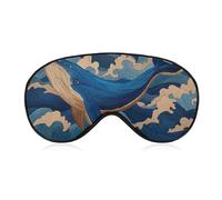 Sleep Eye Mask Elegant Whale Above Deep Blue Waves Sleep Mask for Women Men Adjustable Strap Blindfold Eye Cover for Travel Yoga Nap Shift Work