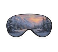Sleep Eye Mask Elk in The Snow-Covered Pine Forest Mountains Sleep Mask for Women Men Adjustable Strap Blindfold Eye Cover for Travel Yoga Nap Shift Work