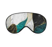 Sleep Eye Mask, Eye Shade Cover, Comfortable Sleeping Mask for Airplane Travel Yoga Nap, Abstract Watercolor Painting Gold Blue Turquoise Black White Gray Marble
