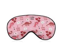 Sleep Eye Mask, Eye Shade Cover, Comfortable Sleeping Mask for Airplane Travel Yoga Nap, Love Dinosaurs Valentines Cute Pink