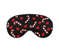 Sleep Eye Mask, Eye Shade Cover, Comfortable Sleeping Mask for Airplane Travel Yoga Nap, Red Love Heart Christmas Sexy Candy Cane Black