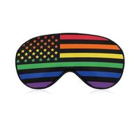 Sleep Eye Mask, Eye Shade Cover, Comfortable Sleeping Mask for Airplane Travel Yoga Nap, US Rainbow Love LGBT Pride Black American Flag