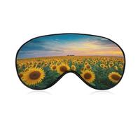 Sleep Eye Mask Field of Sunflowers Under Sunset Sky Sleep Mask for Women Men Adjustable Strap Blindfold Eye Cover for Travel Yoga Nap Shift Work
