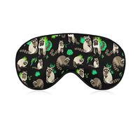 Sleep Eye Mask for Men Women, Compatible with Black Green Leaves Cute Raccoon Sleeping Mask Blindfold, Breathable Sleep Mask, BlockLight Soft Comfort Eyes Cover for Travel Yoga Nap