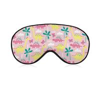 Sleep Eye Mask for Men Women Compatible with Pink Cute Dinosaurs Sleeping Mask, Comfortable Eye Mask with Adjustable Strap, Blocks Light Sleeping Blindfold for Nap Travel Sleeping