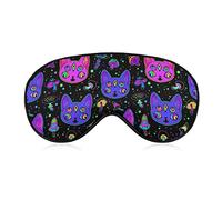 Sleep Eye Mask for Men Women, Compatible with Trippy Eyes Black Cat Goth Mushroom Sleeping Mask Blindfold, Breathable Sleep Mask, BlockLight Soft Comfort Eyes Cover for Travel Yoga Nap