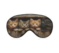 Sleep Eye Mask Four Kittens Peeking Sleep Mask for Women Men Adjustable Strap Blindfold Eye Cover for Travel Yoga Nap Shift Work