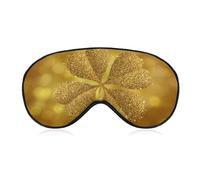 Sleep Eye Mask Four-Leaf Clover Glittering Gold Stars Sleep Mask for Women Men Adjustable Strap Blindfold Eye Cover for Travel Yoga Nap Shift Work