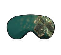 Sleep Eye Mask Four-Leaf Clover with Glittering Stars Sleep Mask for Women Men Adjustable Strap Blindfold Eye Cover for Travel Yoga Nap Shift Work