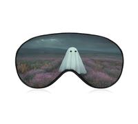 Sleep Eye Mask Ghost Floating Over Lavender Fields Sleep Mask for Women Men Adjustable Strap Blindfold Eye Cover for Travel Yoga Nap Shift Work
