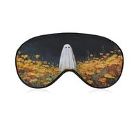 Sleep Eye Mask Ghost Yellow Orange Flowers Dark Fantasy Sleep Mask for Women Men Adjustable Strap Blindfold Eye Cover for Travel Yoga Nap Shift Work