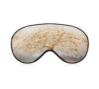 Sleep Eye Mask Golden Tree of Life White Flowers Sleep Mask for Women Men Adjustable Strap Blindfold Eye Cover for Travel Yoga Nap Shift Work