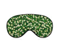 Sleep Eye Mask Green Grassy Field with Small White Yellow Flowers Sleep Mask for Women Men Adjustable Strap Blindfold Eye Cover for Travel Yoga Nap Shift Work