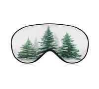 Sleep Eye Mask Green Pine Trees with Snow Sleep Mask for Women Men Adjustable Strap Blindfold Eye Cover for Travel Yoga Nap Shift Work