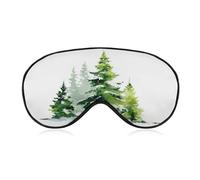 Sleep Eye Mask Green Pine Trees with Snow Watercolor Sleep Mask for Women Men Adjustable Strap Blindfold Eye Cover for Travel Yoga Nap Shift Work