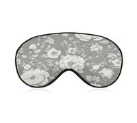 Sleep Eye Mask Grey Floral Flowers Peonies Daisies Sleep Mask for Women Men Adjustable Strap Blindfold Eye Cover for Travel Yoga Nap Shift Work