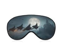 Sleep Eye Mask Group of Witches Flying on Brooms Sleep Mask for Women Men Adjustable Strap Blindfold Eye Cover for Travel Yoga Nap Shift Work