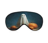 Sleep Eye Mask Halloween Ghost Carved Pumpkins Spooky Sleep Mask for Women Men Adjustable Strap Blindfold Eye Cover for Travel Yoga Nap Shift Work