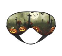 Sleep Eye Mask Halloween Pumpkin Spooky Graveyard at Night Sleep Mask for Women Men Comfortable Eye Mask with Adjustable Strap Soft Eye Cover Blindfold for Travel Yoga Nap Shift Work